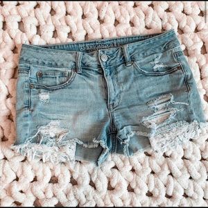 AE LACE POCKET DENIM SHORTS